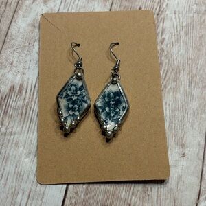 Ming Dynasty Jewelry Elegant Porcelain Set in Silver Earrings